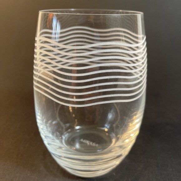 Mikasa Cheers Waves Stemless Wine Glass Etched 16oz Replacement - Picture 7 of 7
